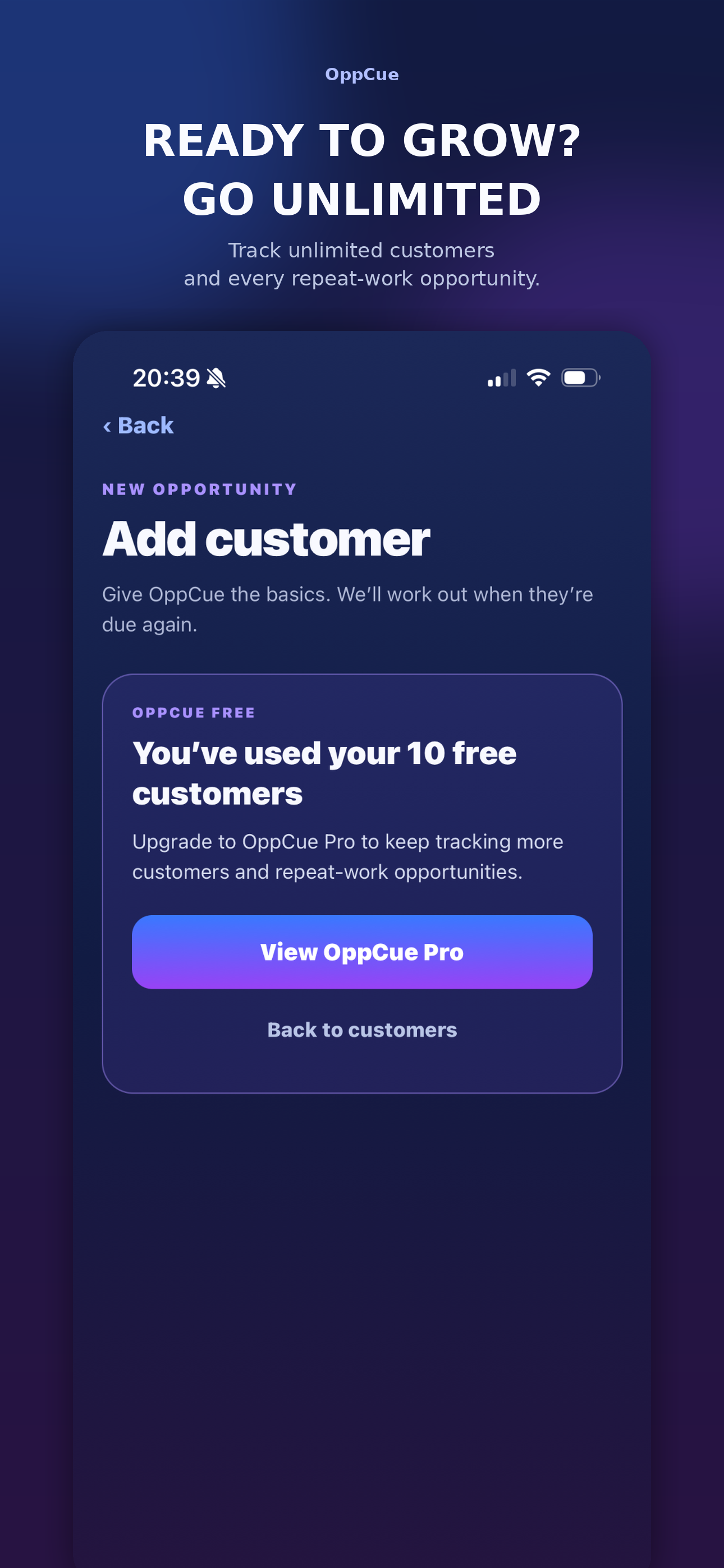 OppCue Pro screen